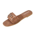 thumbnail image 6 of Eltusu Women Flat Slide Sandals, Open Toe Casual PU No Slip Summer Shoes Brown Size 9, 6 of 7