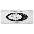 thumbnail image 1 of Zodiac Aries Kitchen Mat, Big Black Dot with Fluffy Ram and Tribal Motifs Funny Design, Plush Decorative Kitchen Mat with Non Slip Backing, 47" X 19", Black and White, by Ambesonne, 1 of 1
