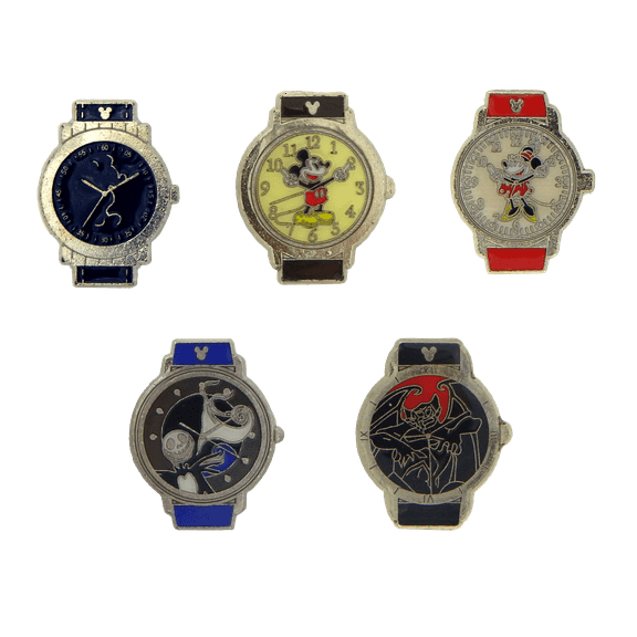 Disney Character Wrist Watch Pins Collection 5 Specific Park Trading Pin Set