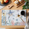 thumbnail image 2 of Ocean Starfish Placemats Set of 6, Summer Coastal Coral Flower Shells Placemats for Dining Table, Place Mats for Kitchen Tabletop, Waterproof Wipeable Dining Table Mats Set, 2 of 9