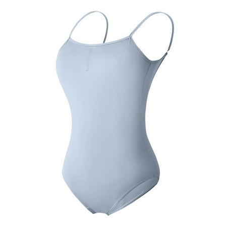 Lovskoo 2024 Women s Dance Practice Suit Suspender Backless Jumpsuit Gymnastics Suit Body Suit Blue-M