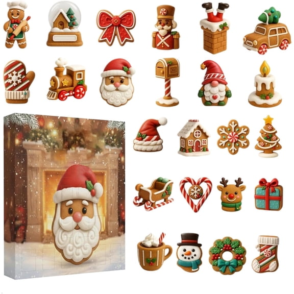 Santa Claus  Advent Calendars 2025, 24 Days Christmas Countdown Calendar Ornaments, 24 Styles 2D Acrylic Santa Claus Christmas Decorations For Xmas Home Decorators Festival Wall Mantel