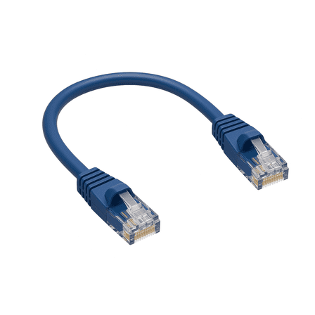 Sanoxy 1ft Cat5e UTP Ethernet Patch Cable – Snagless, 24AWG Bare Copper, Blue