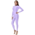 thumbnail image 5 of CHICTRY Womens Metallic Long Sleeve T-Shirt&Leggings Set 2Pcs Sports Dance Outfit Yoga Fitness Clothes Lavender XL, 5 of 7