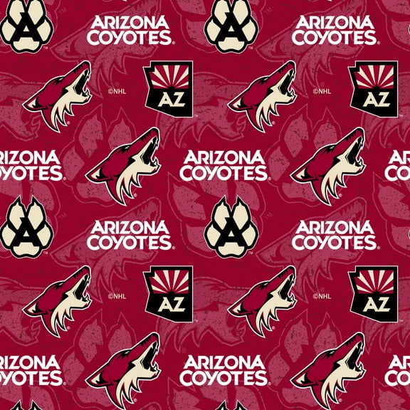 Arizona Coyotes Cotton Fabric with Tone on Tone Print and Matching Solid Cotton Fabrics