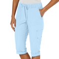 thumbnail image 3 of Capri Pants for Women Summer Casual Elastic High Waist Rolled Up Cuffs Straight Leg Cropped Cargo Pants, 3 of 7