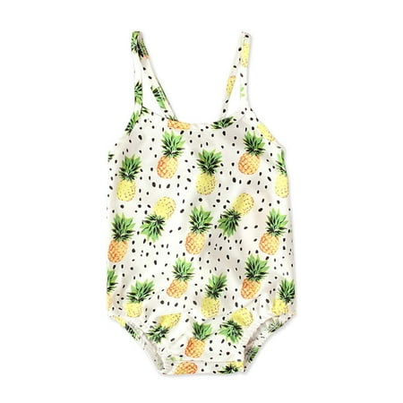

YWDJ 9months-4years Toddler Grils Fruit Sling Off-shoulder Strappy One-piece Swimsuit White 120