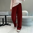 thumbnail image 5 of HVOBTTY Women's Long Pajama Pants, Pajama Pants for Women Plus Size, Women's Casual Fashion Thermal Fleece Elastic Waist Wide Leg Long Pants Home Sleep Pants Wine, M, 5 of 5
