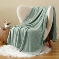 thumbnail image 4 of Battilo Sage Geen Chenille Throw Blanket, Mint Green Decorative Knit Throws,Spring Decor,51"x67", 4 of 9