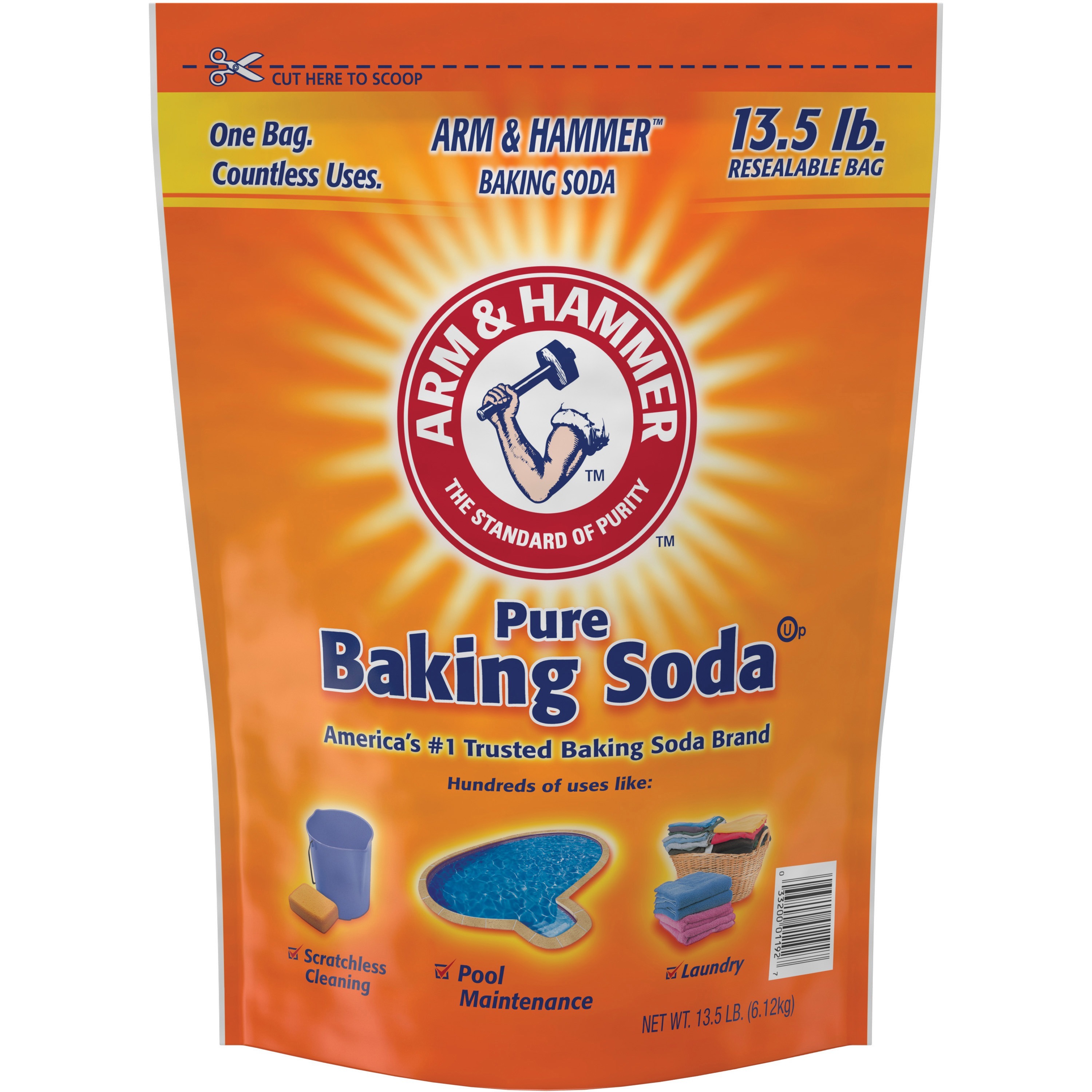 Arm & Hammer, CDC3320001961, Pure Baking Soda, 4 / Box, Orange