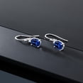 thumbnail image 5 of Gem Stone King 10K White Gold Blue Created Sapphire and White Created Sapphire Dangle Earrings for Women (3.30 Cttw, Gemstone Birthstone, Oval 8x6mm), 5 of 5