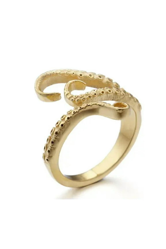 Vintage Gothic Punk Stainless Steel Octopus Tentacle Ring Squid Silver Gold 7-12