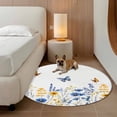 thumbnail image 2 of Spring Flowers Round Area&nbsp;Rug 5ft Watercolor Blue Yellow Lavender Daisy Floral Butterfly Non-Slip&nbsp;Washable Circle Rugs Soft Felt Indoor Floor Mat for Bedroom Kitchen Living Room Bathroom, 2 of 9