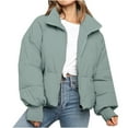 thumbnail image 2 of up to 60% off Gifts Winter Womens Puffer Coat Padded Coat for Women Casual Pocket Solid Stand Neck Zip up Cotton Puffer Jacket Winter Warm Thickened Down Outerwear with Drawstring Up to 65% off, 2 of 7