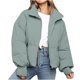thumbnail image 2 of Chaquetas y abrigos casuales sin capucha de manga larga para mujer, moda, cárdigan liso con cuello alto, chaqueta de plumas, abrigo acolchado para mujer, 2 of 9