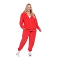 thumbnail image 1 of PS2121-09-1X Women Velour Tracksuit Set, Red - 1X, 1 of 1