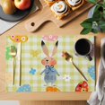 thumbnail image 2 of Spring Easter Placemats Set of 4, Yellow Plaid Bunny Colorful Eggs Floral Placemats for Dining Table, Place Mats for Kitchen Tabletop, Waterproof Wipeable Dining Table Mats Set, 2 of 9