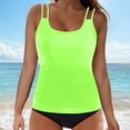 thumbnail image 2 of AHTJRT Two Pieces Tankini Swimsuit for Women Tummy Control Bathing Suit Scoop Neck Sporty Tank Tops and Thong Summer Beach Swimwear Mint Green S, 2 of 7
