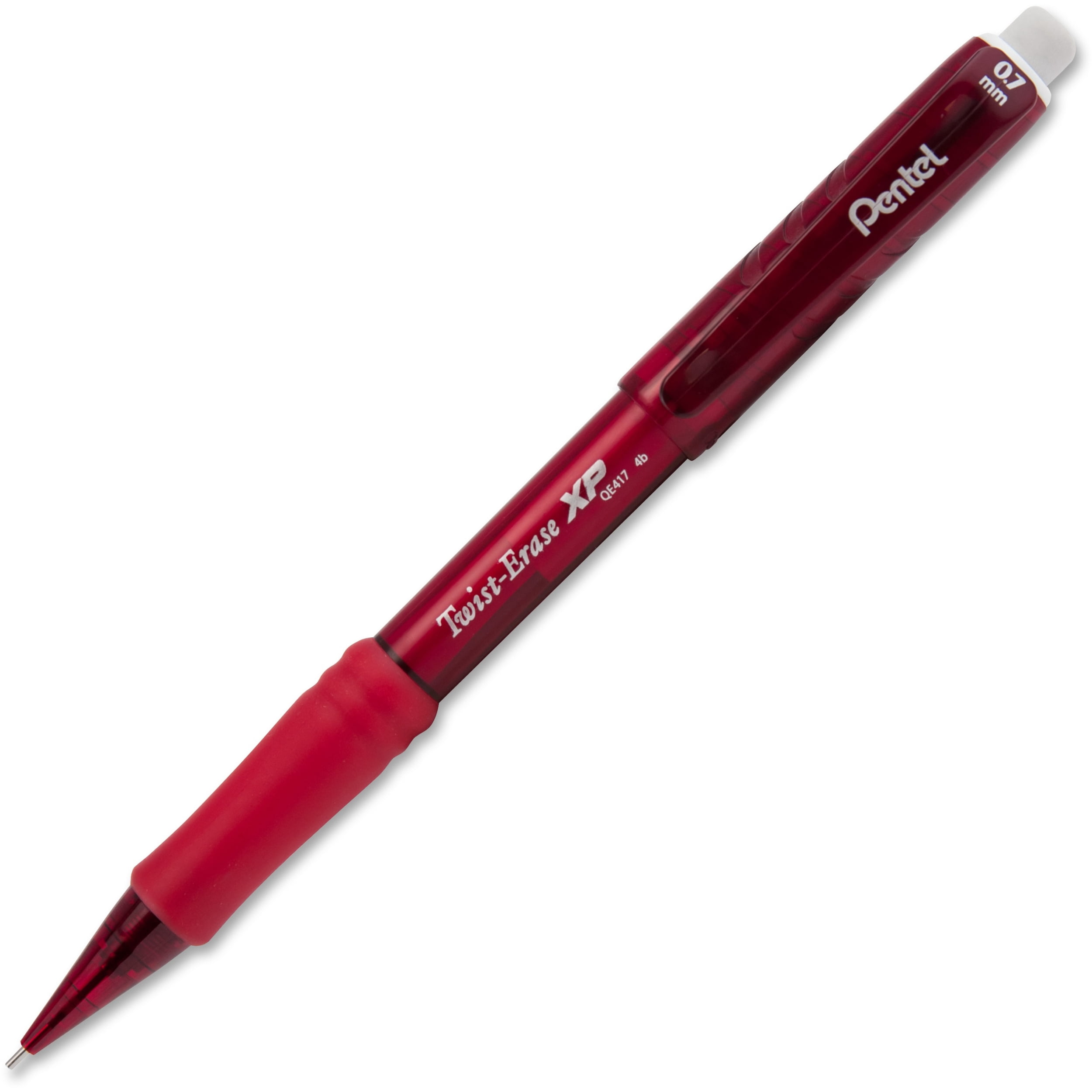 Pentel Twist-erase Express Qe417 Mechanical Pencil - 0.7 Mm Lead Size - Red Barrel - 1 Each (QE417B)