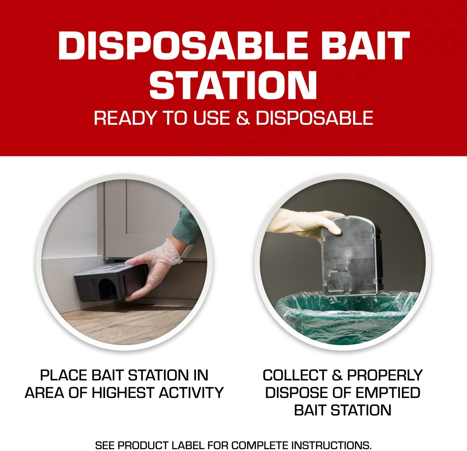 Rat and Mouse Killer Disposable Stations for Indoor/Outdoor Use: Child and Dog Resistant, Pre-Filled, Easy Monitoring, 2-Pack