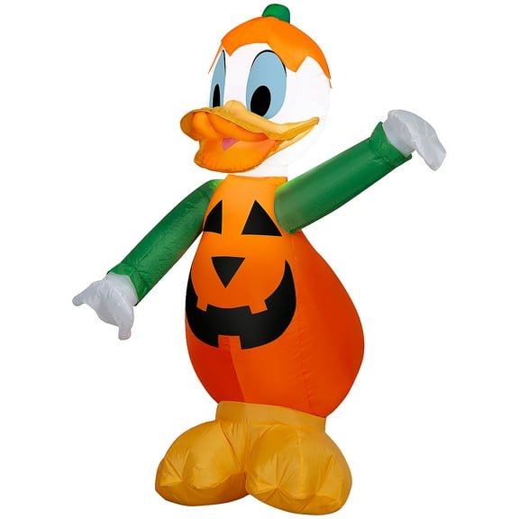 Gemmy 3.5 ft Airblown® Blowup Inflatable Donald Duck in Pumpkin Costume Outdoor Decoration - Orange