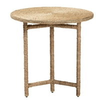 bali & pari Fumito Handwoven Seagrass End Table - Round Boho Side Table