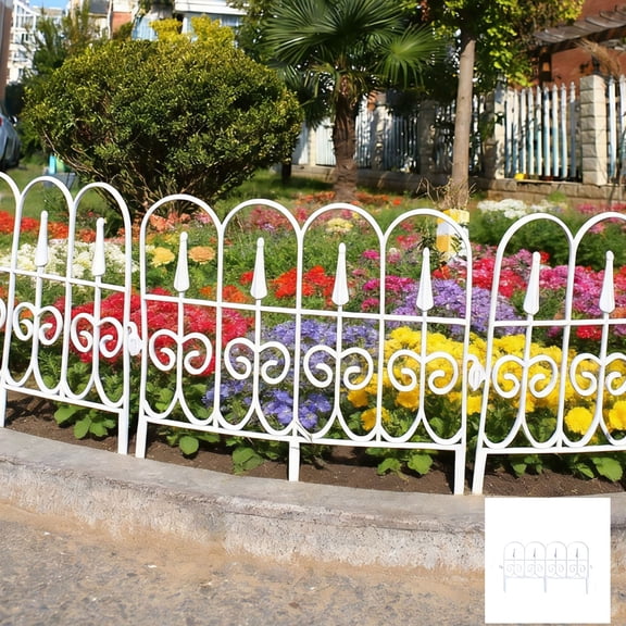 European-Style Garden Fence Plastic Decorative Lawn Edging Border for Flower Bed Outdoor Patio 23x13 Inch Easy Assembly Portable Small Courtyard Fence Durable Sturdy with Ground Stakes