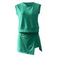 thumbnail image 4 of Prolriy Short Sets for Women, Women 2 Piece Set Summer Casual Crew Neck Sleeveless Tank Top and Skorts Shorts Sweatsuit Tracksuit Outfits Spring Outfits for Women 2025 Green XL, 4 of 5