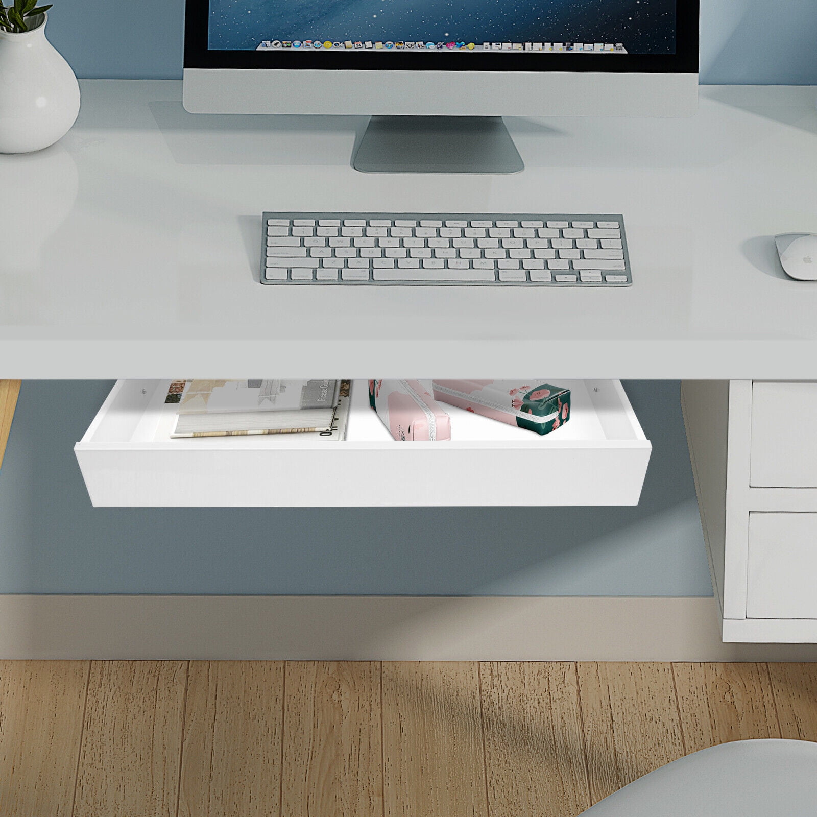 Stand Up Desk Store Add-On Office Sliding Under-Desk Drawer Storage Organizer
