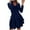 Blue, variant on Fesfesfes Women Dress Fall Solid Causal V-Neck Cuasal Long Sleeve Pullover Comfy Dress Tops on