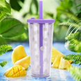 thumbnail image 2 of Tasse Boba Réutilisable avec Bouchon Refermable - 20 oz Double Paroi Isolée Tasse à Thé au Lait avec Grand Paille Réutilisable (Violet), 2 of 5
