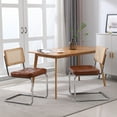 thumbnail image 3 of Rattan Dining Chairs Set of 2, Mid Century Modern Armless Chairs Rattan Mesh Back Upholstered Metal Legs Chair for Kitchen, Dining Room, 3 of 9