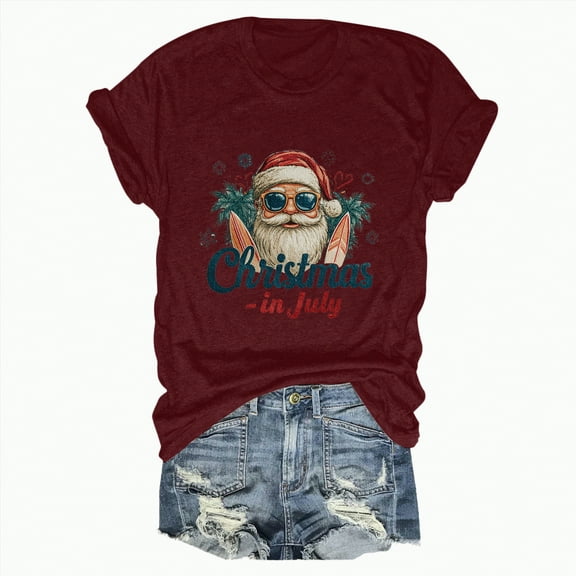 Drie Christmas Womens Casual Tops Womens Oversized Summer T Shirts Fashion Workout Plus Size Tops Short Sleeve Beach Vacation Gym Clothes 2025 ,XL