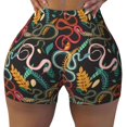 thumbnail image 2 of Fuzoiu Snake And Flower Print Women's Workout Shorts,Workout Biker Shorts Women,Exercise Fitness Shorts,Scrunch Short, Athletic Shorts for Gym Yoga Running Sport Active-XX-Large, 2 of 8