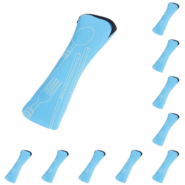 Injueey Soportes para vajilla Bolsa para vajilla Estuche Bolsas para cubiertos Estuches para comedor Azul Azul 10piezas