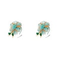 thumbnail image 3 of Minnieouse Vintage Women Plume Fascinator Retro Style Velo Hat Diadema Flower Headwear para Club Horse Racing Events Green blue verde azul naranja 2piezas, 3 of 6