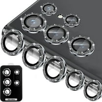 Dteck for Samsung Galaxy S23 Ultra Camera Lens Protector Accessories Cover Camera Screen Protector Tempered Glass for Samsung Galaxy S23 Ultra Aluminum Edge Metal Case Friendly,Glitter Black