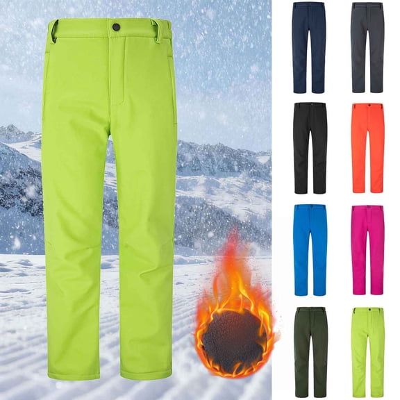 Sentmoon Men's Ski Pants Snow Pants for Men Boys Girls Fashion Solid Color Keep Warm Windproof Water Proof Outdoor Hiking Ski Pants for Extreme Cold and Windy Conditions Orange L