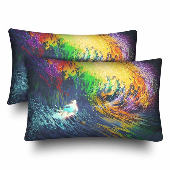 MKHERT Cool Extreme Surfer Movement Pillowcase Pillow Protector Cushion Cover 20x30 inch,Set of 2
