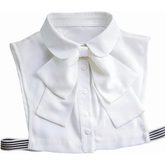 Korean Women White Detachable Bow False Shirt Doll Collar Blouse Dickey