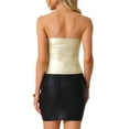 thumbnail image 3 of INSPIRE CHIC Women's Holographic Shiny Sweetheart Neck Sleeveless Tube Tops S Gold, 3 of 6