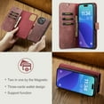 thumbnail image 5 of ELEHOLD Case For iPhone 16 , 2-in-1 Vintage Leather Wallet Case Magnetic Detachable Flip Folio Stand Slim Cover with Card Slots For iPhone 16,Red, 5 of 7