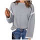 thumbnail image 1 of Suéter de cuello redondo para mujer, informal, liso, tejido, holgado, de manga larga, con cuello redondo, blusa, 1 of 4