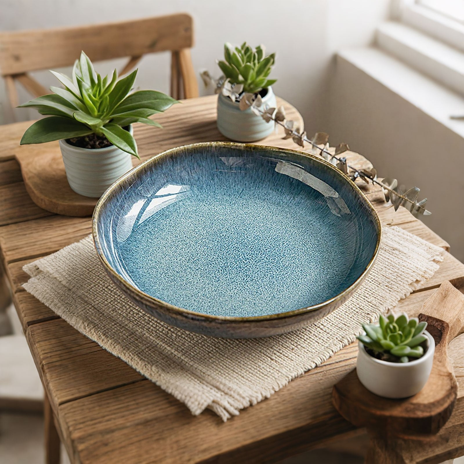 Home Decor Ceramic Dinnerware Set Irregular Deep Plates for Kitchen Dining Table Elegant Speckled Glaze Design Tableware