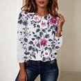 thumbnail image 4 of Perfectbot Women's Vintage Floral Print Crew Neck T-Shirt Long Sleeve Casual Boho Flower Tee Top, 4 of 8
