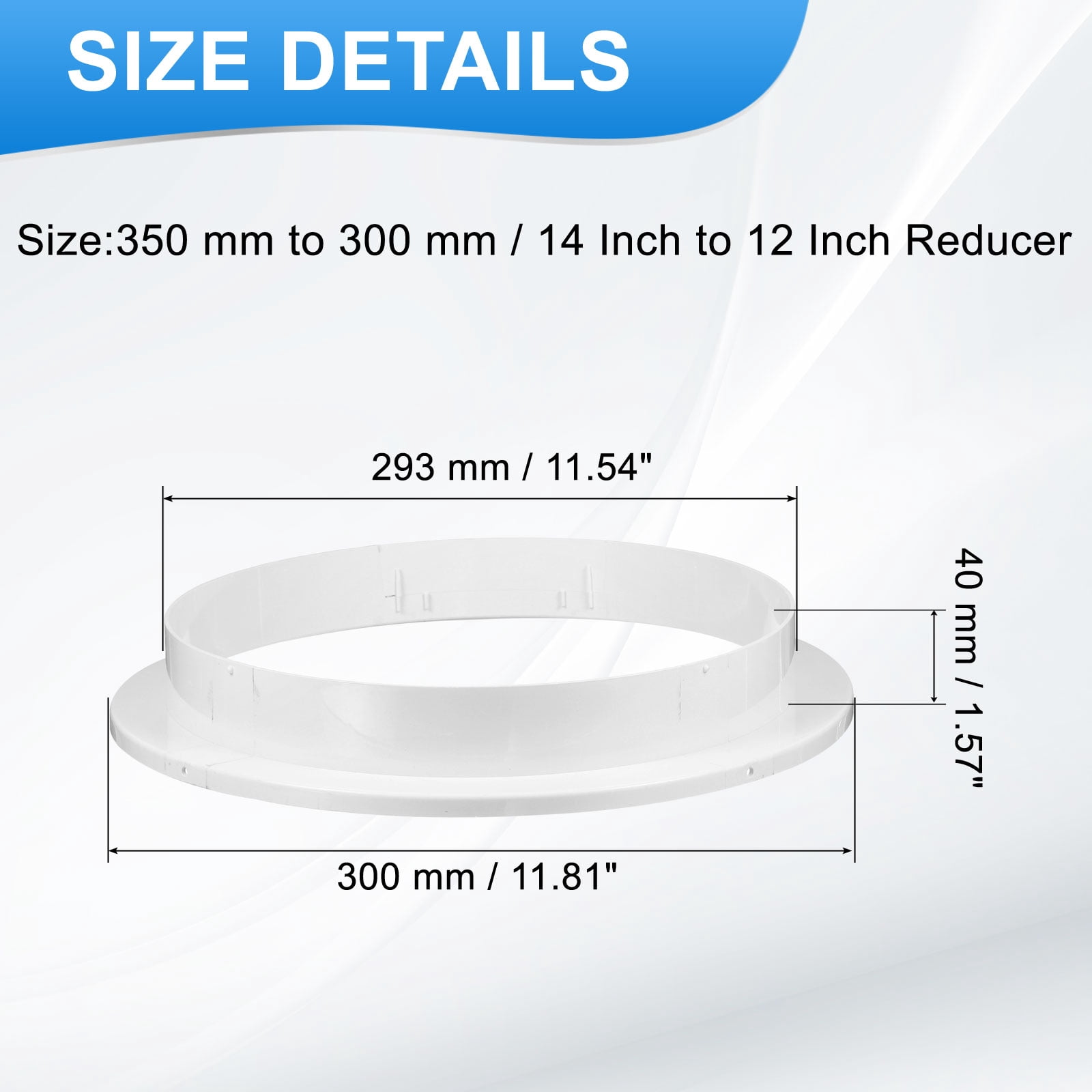 Uxcell 14 to 10 Inch Duct Reducer, 1Pcs ABS Air Duct Adapter HAVC Pipe Connector Dryer Vent Adapter Increaser Reducer for Inline Ventilation System, White (150mm to 100mm)