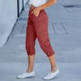 thumbnail image 4 of Busydd Capri Pants for Women Solid Color High Waisted Leggings for Women Summer Trendy Stretch Yoga Pants Casual Gym Sweatpants with Pockets 2XL, 4 of 8
