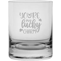 My Lucky Charm St Patrick's Day Etched 10.25oz Crystal Rocks Whisky Glass