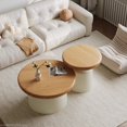 thumbnail image 3 of Mesa de centro de viento cremoso para apartamento, sala de estar, hogar, apartamento pequeño, simplicidad, mesa de centro redonda de hierro, muebles, 3 of 4