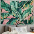 thumbnail image 2 of Creowell Tapestry Wall Hanging Tropical Green Leaves Pink Exotic Leaf Tropic Banana Palm Floral Flower Wall Tapestry for Bedroom Living Room Tablecloth Dorm Painting, 2 of 6